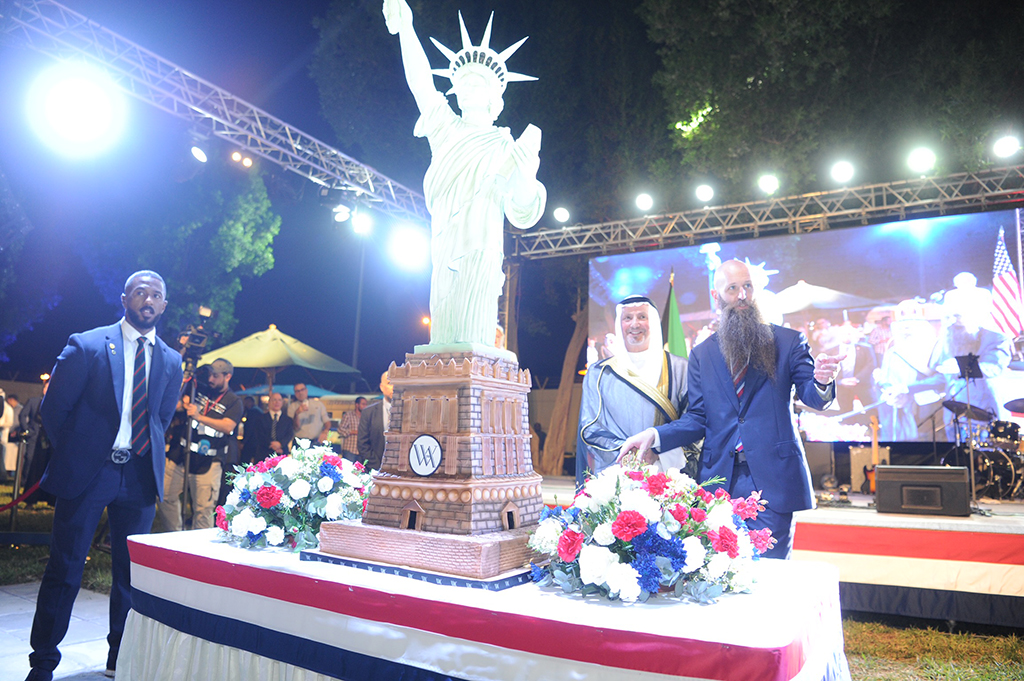 KUWAIT: Minister of Foreign Affairs Sheikh Salem Al-Sabah and Charge d’Affaires at the US EmbassynJames Holtsnider during the annual Independence Day celebration at its premises in Bayan on Tuesday evening. – Photos by Yasser Al-Zayyat
