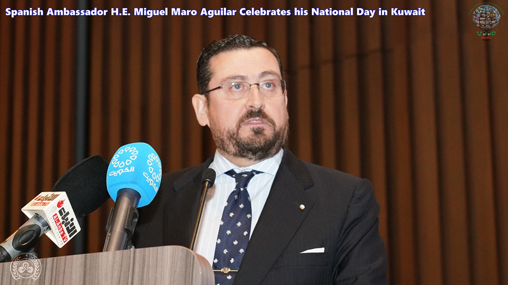 KUWAIT: Spanish Ambassador to Kuwait Miguel Aguilar addresses guests on Spanish National Day.