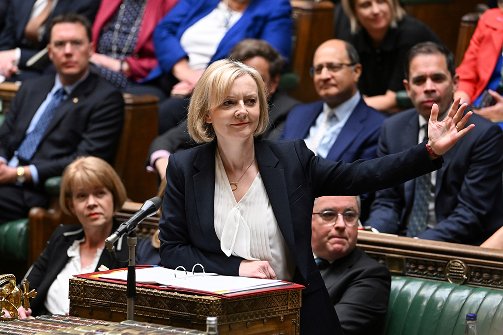 LONDON: A handout photograph released by the UK Parliament shows Britain's Prime Minister Liz Truss speaking during Prime Minister's Questions in the House of Commons in London. - AFP