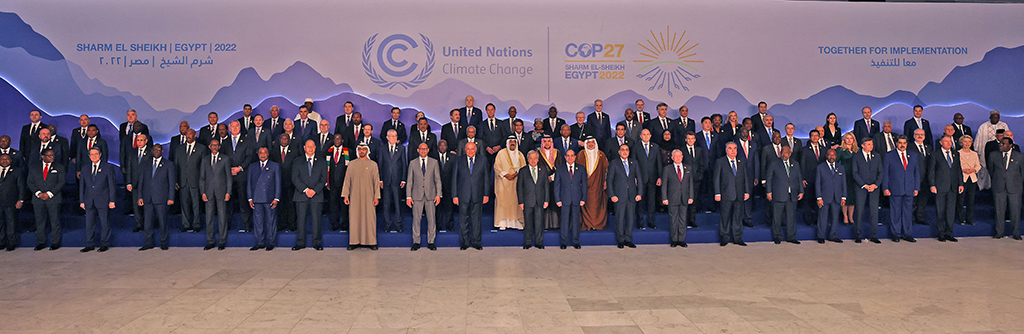 SHARM EL-SHEIKH, Egypt: Participating world leaders take a commemorative picture ahead of their summit at the COP27 climate conference in this Red Sea resort city on Nov 7, 2022. - AFP