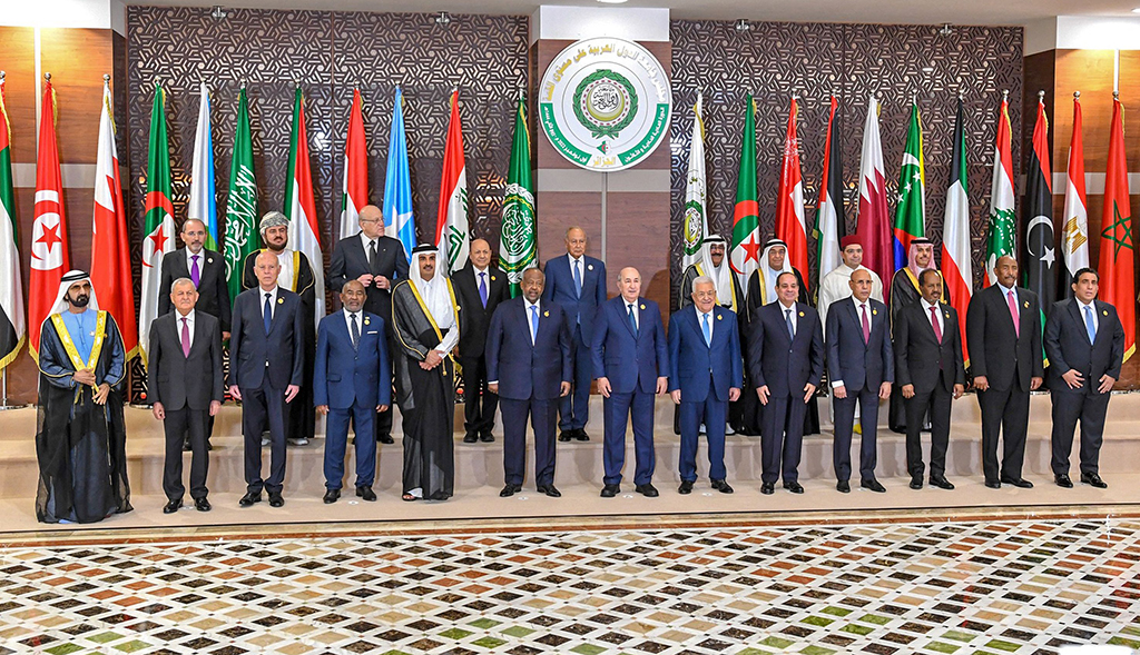 ALGIERS: Arab leaders, including HH the Crown Prince of Kuwait Sheikh Mishal Al-Ahmad Al-Jaber Al-Sabah, pose for a group photo on Nov 1, 2022 during the Arab Summit. - AFP