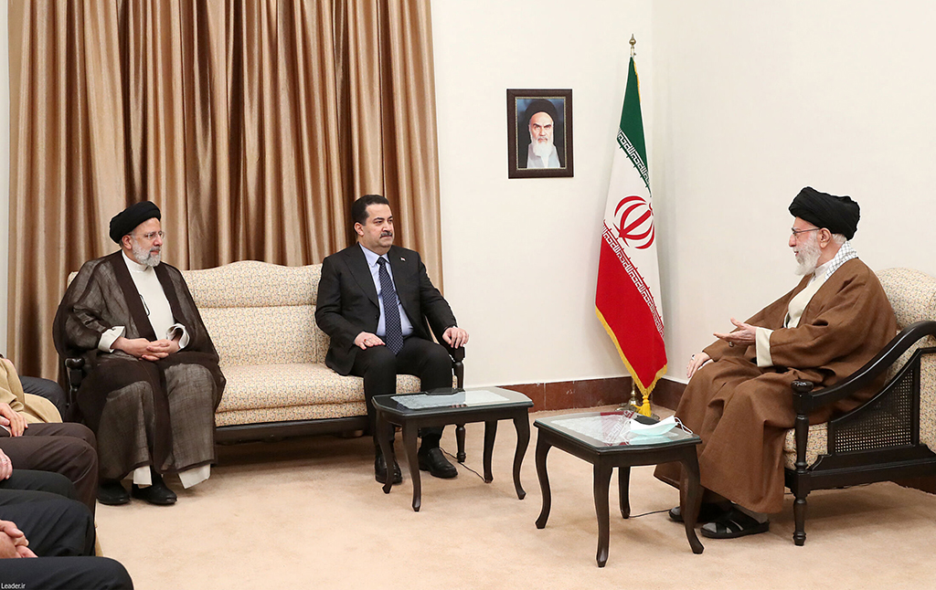 TEHRAN: Iran's Supreme Leader Ayatollah Ali Khamenei and President Ebrahim Raisi meet Iraq's Prime Minister Mohamed Shia Al-Sudani on Nov 29, 2022. - AFP