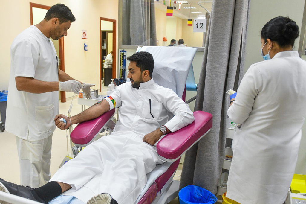 KUWAIT: A person donates blood.
