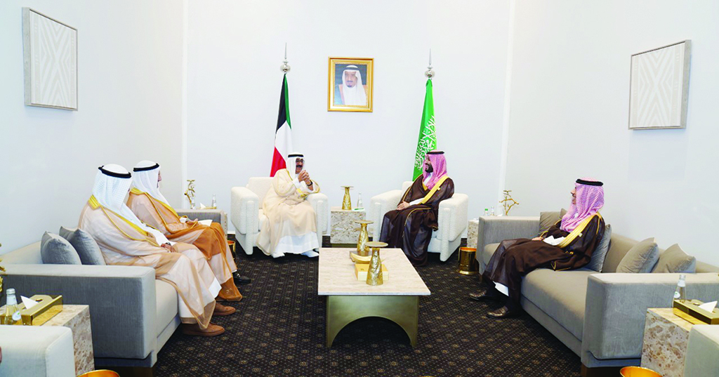 HH the Crown Prince Sheikh Mishal Al-Ahmad Al-Jaber Al-Sabah meets Saudi Crown Prince Mohammad bin Salman.