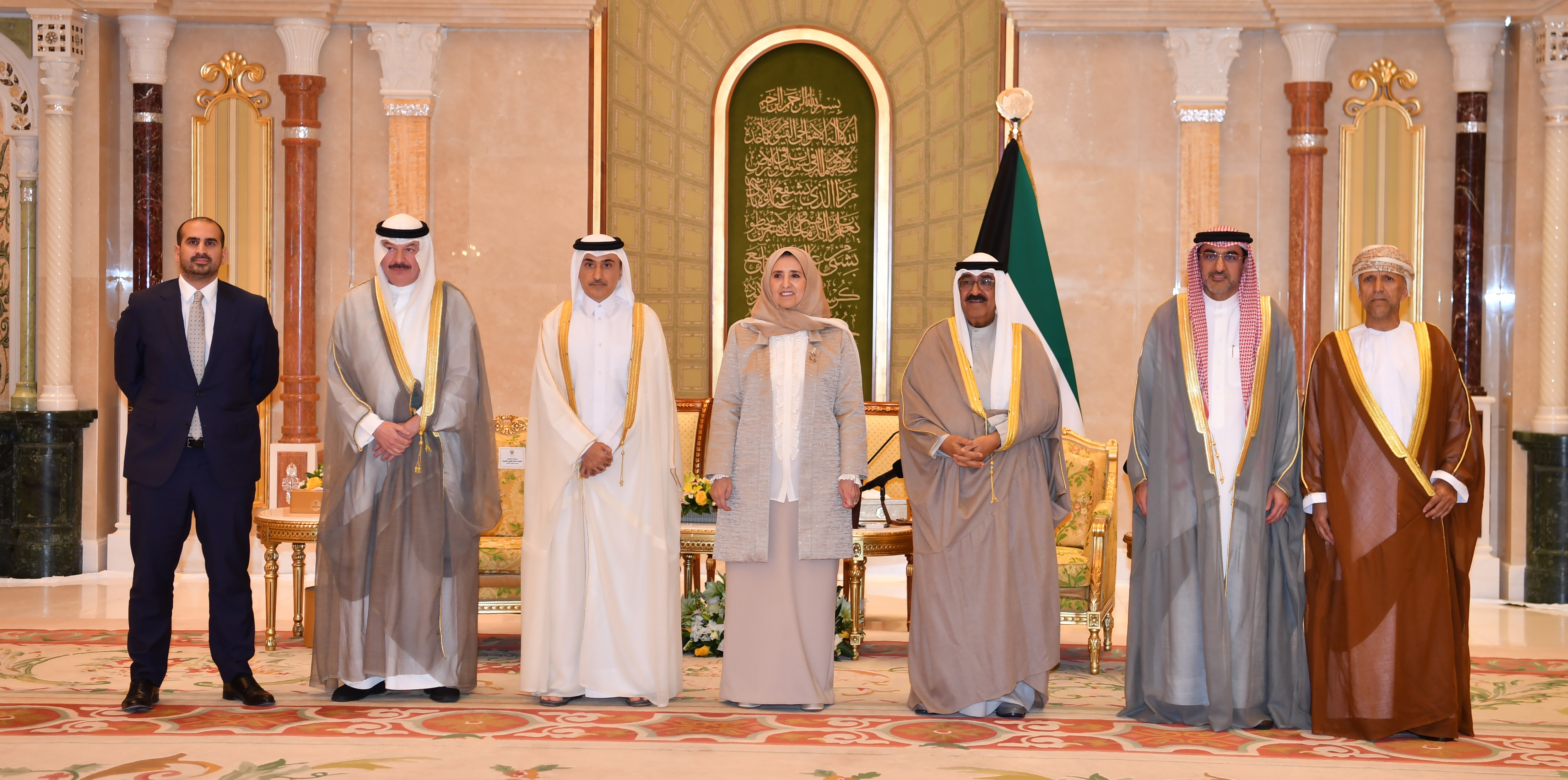 KUWAIT: HH the Amir's representative, HH the Crown Prince Sheikh Mishal Al-Ahmad Al-Jaber Al-Sabah, with the Informatics Award winners. - KUNA photos