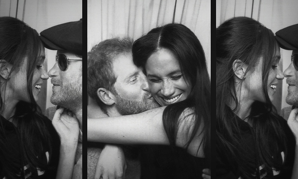 This undated and unlocated handout picture released by streaming platform Netflix shows Prince Harry and Meghan, The Duke and Duchess of Sussex, in a photo booth.— AFP