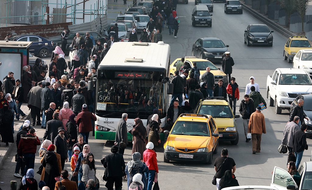 DAMASCUS: This picture shows a street in the Syrian capital Damascus. Syrian student Ziad al-Ezz can no longer get to university as severe fuel shortages cripple the capital Damascus, pushing residents to seek alternatives for heating and shuttering businesses. -- AFP
