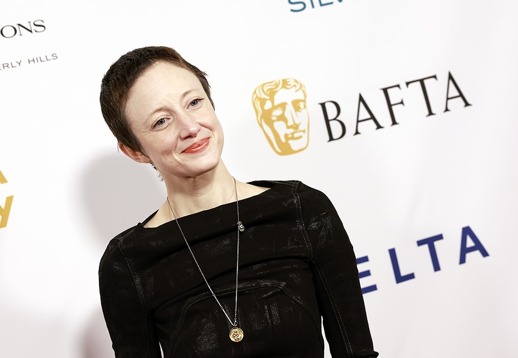 English actress Andrea Riseborough arrives for the BAFTA Tea Party at the Four Seasons Hotel in Los Angeles, California.-AFP