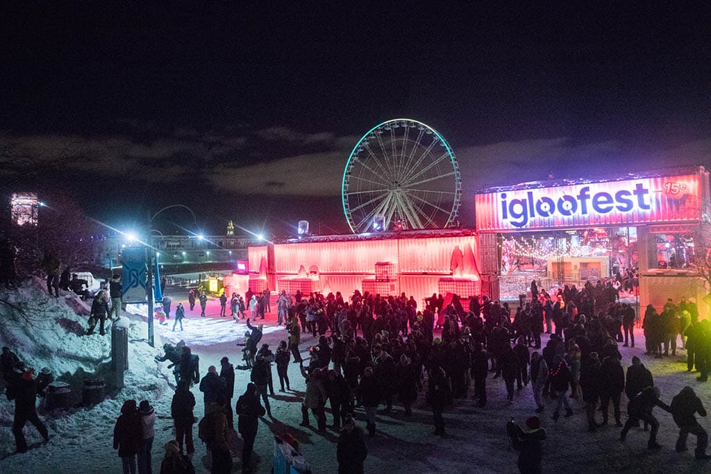 Fans enjoy a snowball fight after Igloofest 2023 in Montreal, Quebec, Canada.- AFP photos