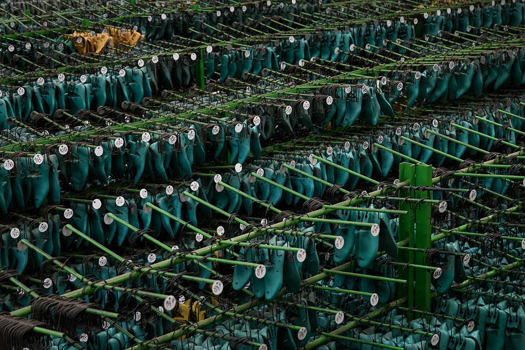 This photograph shows shoetrees, used to make shoes, displayed at the French shoemaker Weston's factory in Limoges, where all shoes are crafted on leather soles and produced using traditional shoe-making techniques.— AFP photos