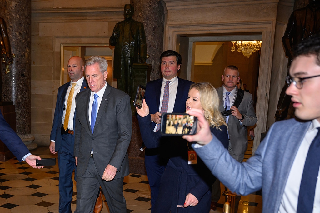 WASHINGTON: US House Speaker Kevin McCarthy (R-CA) walks to the Speaker's Ceremonial Office at the US Capitol in Washington. Divisive new Speaker Kevin McCarthy faced the first test of his ability to lead the chaotic US House of Representatives. – AFP