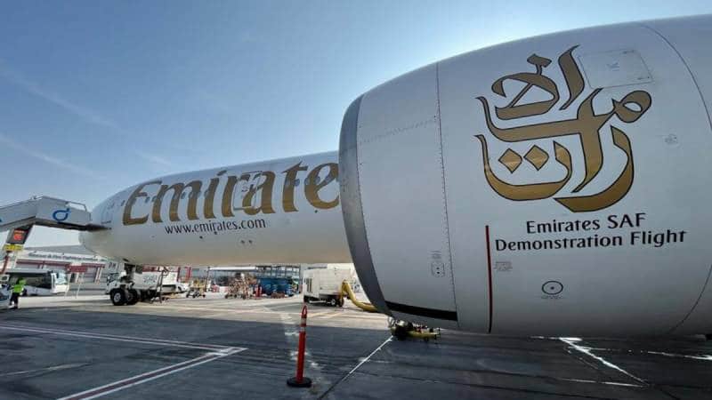 Emirates SAF demonstration flight.