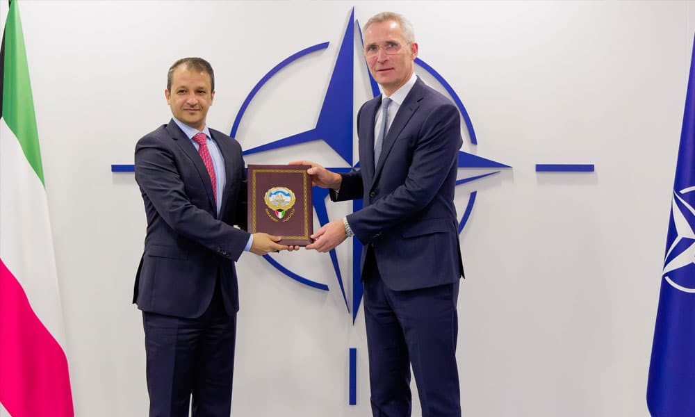 Ambassador Nawaf Al-Enezi presents his credentials to NATO Secretary General Jens Stoltenberg