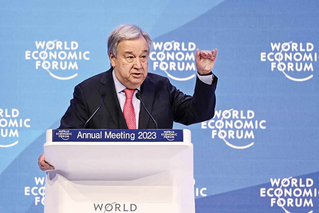 DAVOS: UN Secretary-General Antonio Guterres addresses a session of the World Economic Forum (WEF) on Jan 18, 2023. – AFP