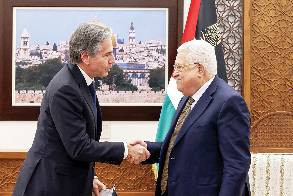 RAMALLAH: US Secretary of State Antony Blinken meets Palestinian President Mahmoud Abbas in the occupied West Bank on Jan 31, 2023. - AFP