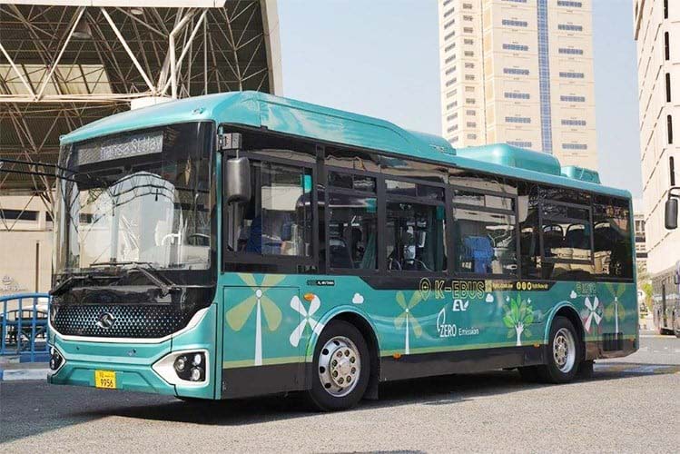 KUWAIT: Kuwait Public Transport Company’s electric bus. KPTC’s electric buses are scheduled to hit the road this month.