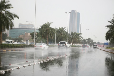 KUWAIT: Rain drenched various areas across Kuwait last week. Kuwait Meteorological Department said on Sunday that there are chances of light rain on Monday.-Photo by Yasser Al-Zayyat