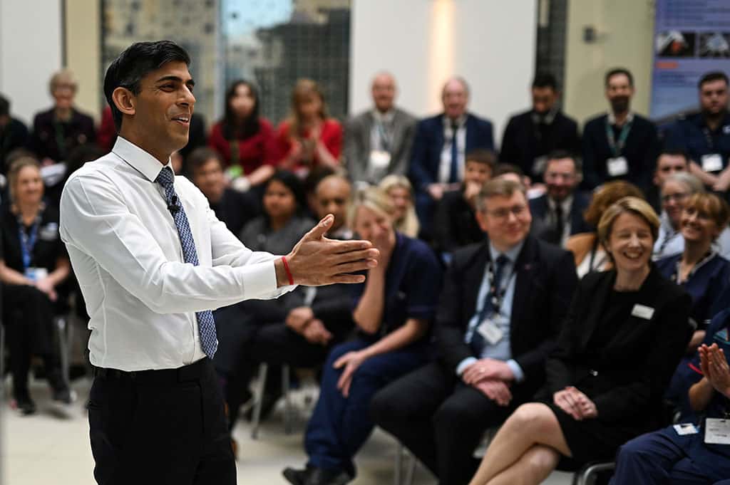 DARLINGTON: Britain's Prime Minister Rishi Sunak speaks during a Q&amp;A at Teesside University in Darlington, north-east England, on January 30, 2023. – AFP