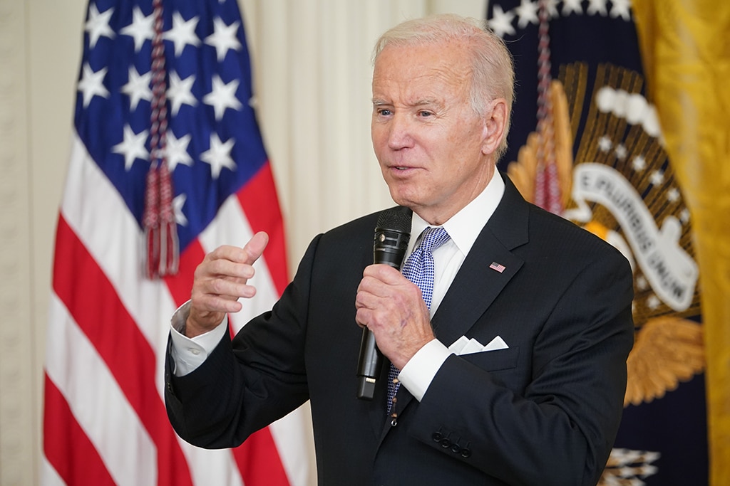 WASHINGTON: In this file photo taken on January 20, 2023, US President Joe Biden speaks while hosting bipartisan mayors attending the US Conference of Mayors Winter Meeting, in the East Room of the White House in Washington, DC. - AFP