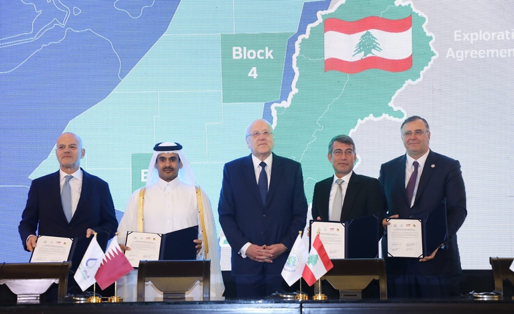 BEIRUT: During the signing of oil and gas agreements on Monday. - KUNA