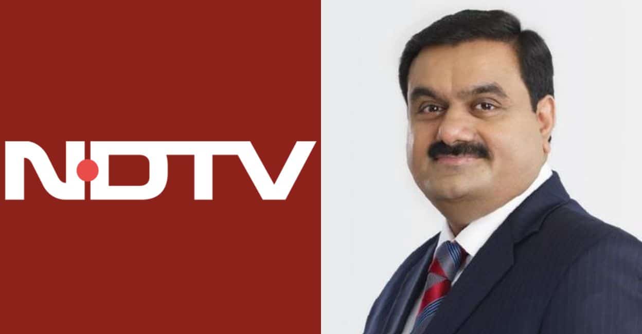 NDTV logo; Gautam Adani