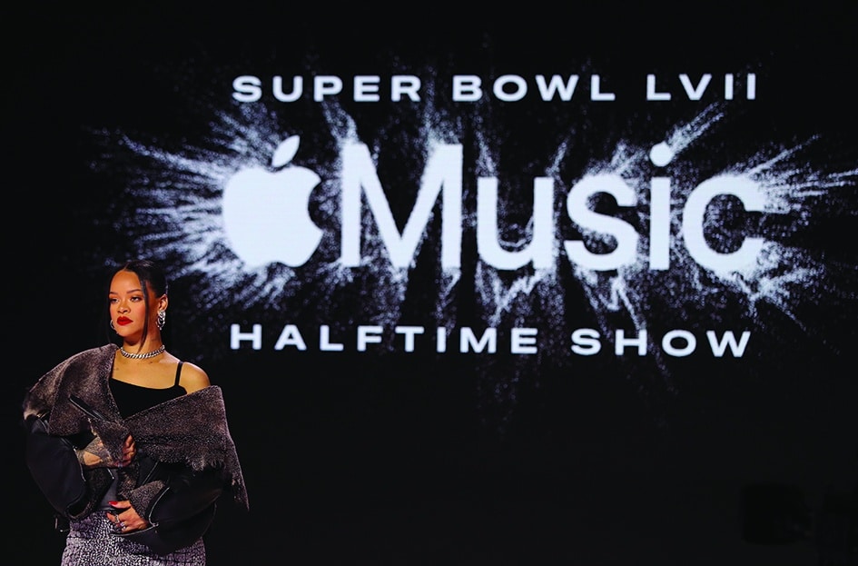 Rihanna poses during the Super Bowl LVII Pregame &amp; Apple Music Halftime Show press conference at Phoenix Convention Center in Phoenix, Arizona. - AFP