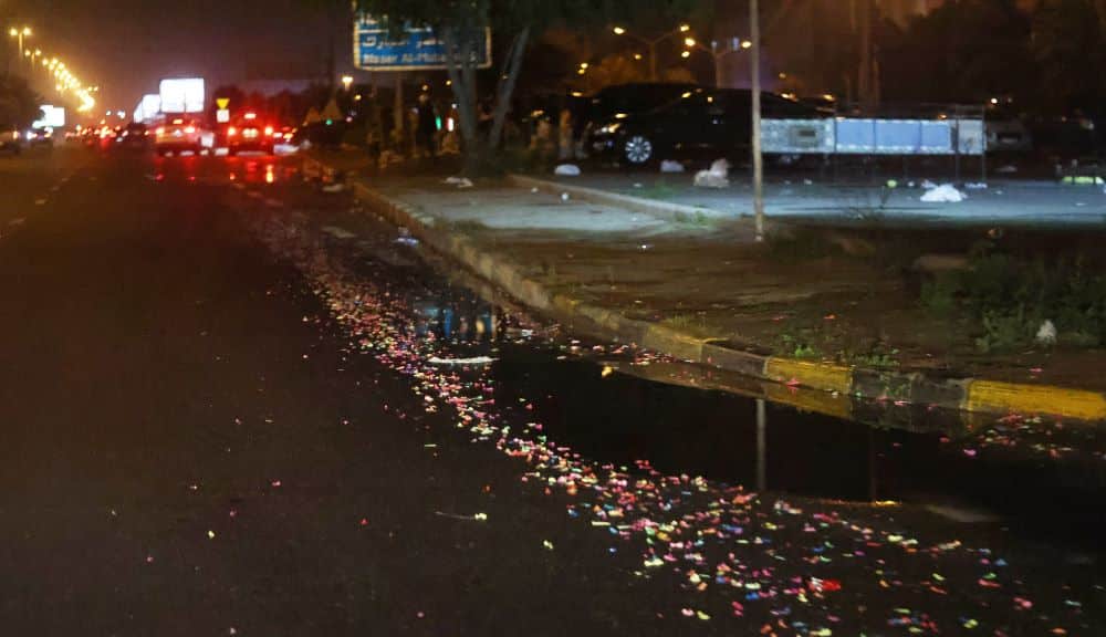 KUWAIT: Remains of burst water balloons near a street in Kuwait on February 26, 2023. - Photo by Yasser Al-Zayyat