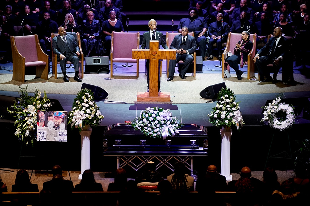 MEMPHIS: US Reverend Al Sharpton delivers the eulogy during the funeral service for Tyre Nichols at Mississippi Boulevard Christian Church on Feb 1, 2023. - AFP