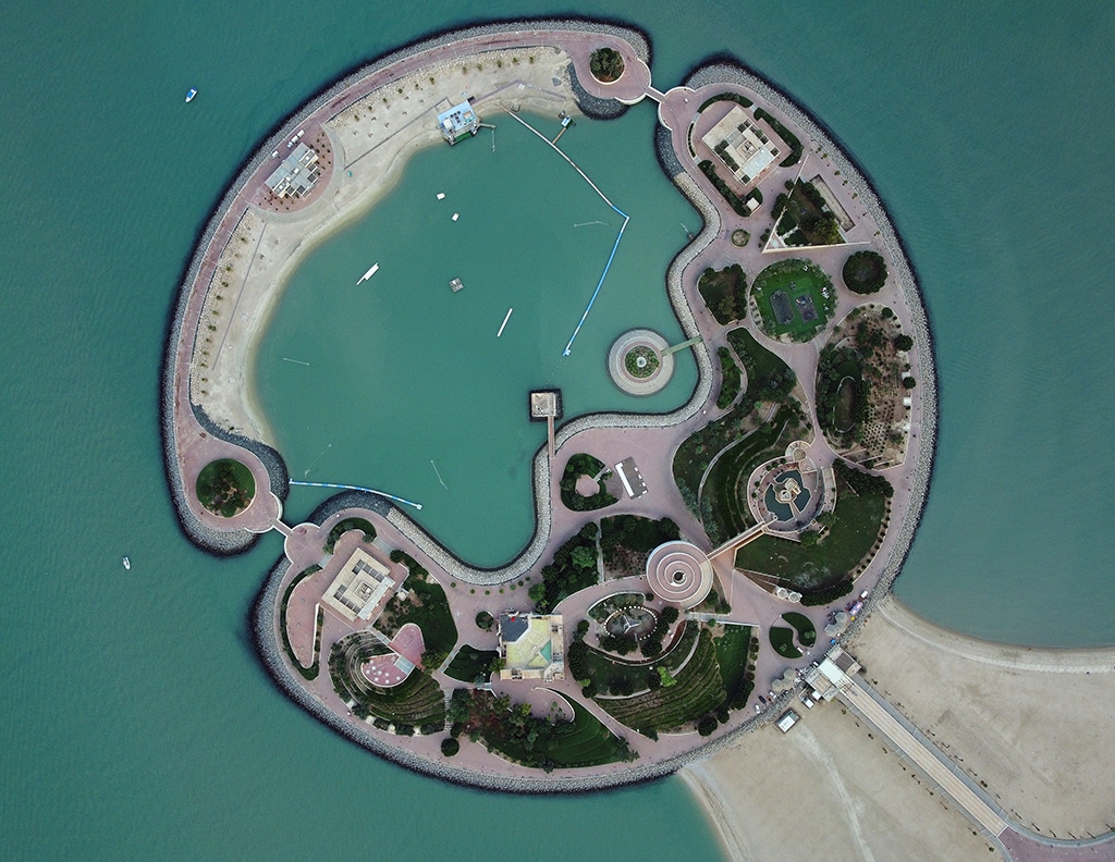KUWAIT: An aerial view of Kuwait’s famous artificial island, the Green Island. The Island will be reopening soon for the February festivities after getting a mini makeover. – Photo by Yasser Al-Zayyat
