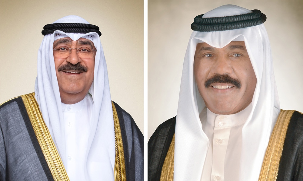His Highness the Amir Sheikh Nawaf Al-Ahmad Al-Jaber Al-Sabah and His Highness the Crown Prince Sheikh Mishal Al-Ahmad Al-Jaber Al-Sabah
