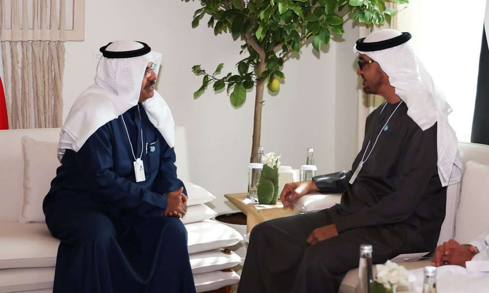 UAE President Mohmmad bin Zayed Al-Nahyan receives His Highness the Prime Minister Sheikh Ahmad Nawaf Al-Ahmad Al-Sabah