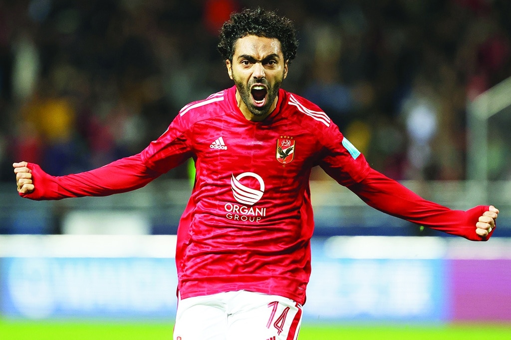 TANGIER: Ahly's Egyptian midfielder Hussein El-Shahat celebrates scoring his team's first goal during the FIFA Club World Cup first round football match between Egypt's Al-Ahly and New Zealand's Auckland City on February 1, 2023. - AFP