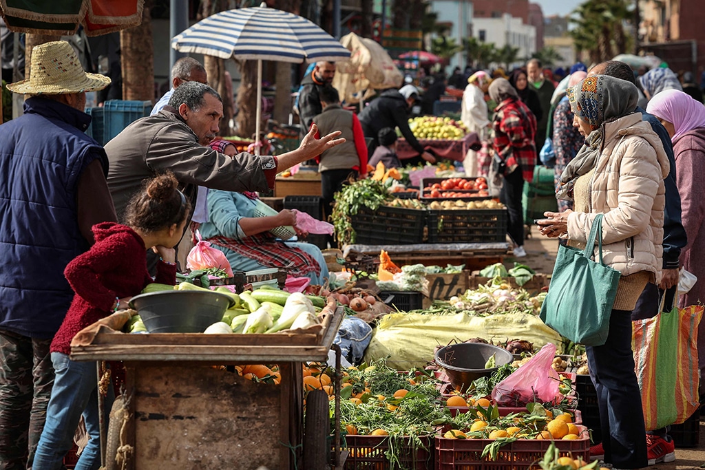 SALE, Morocco: In this picture taken on Feb 23, 2023, shoppers buy fresh produce at the Sidi Moussa market. – AFP