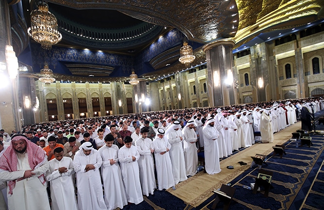 Worshippers attend qiyam al-layl prayers at the Grand Mosque on the night of 27th of Ramadan in this file photo. - Photos by Yasser Al-Zayyat
