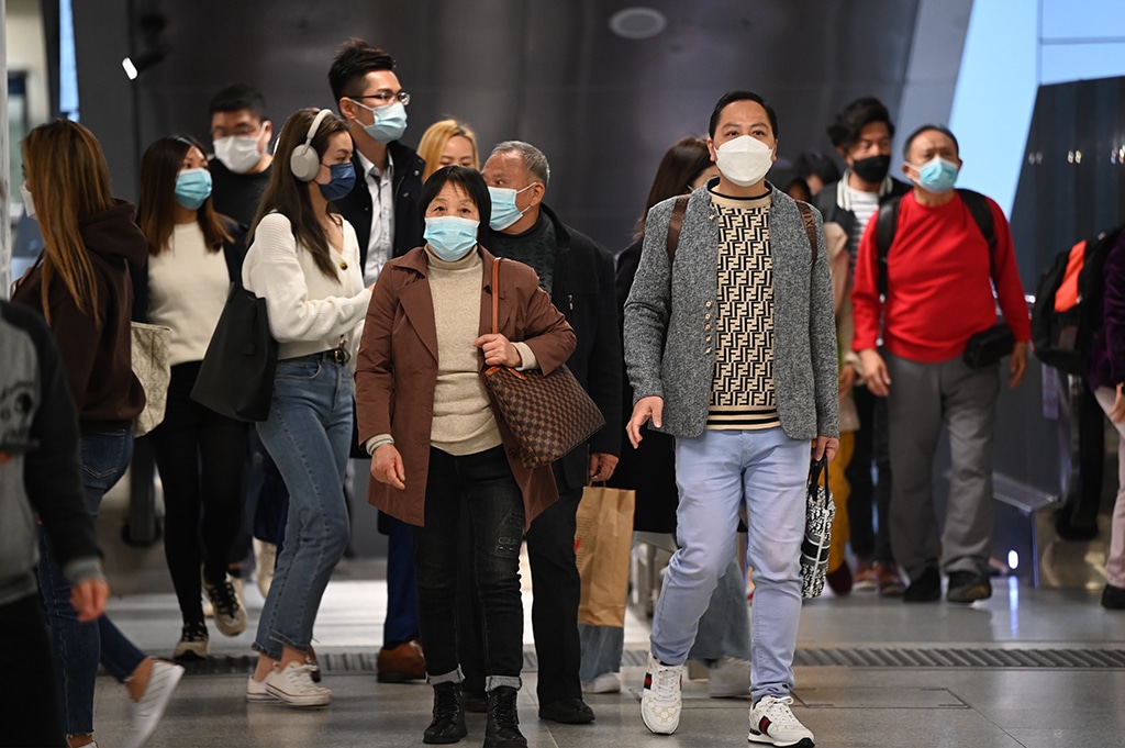 HONG KONG: People wear masks on the Mass Transit Railway (MTR) system in Hong Kong as health experts in the territory backed the extension of its mask mandate to March 8 leaving Hong Kong as one of the only places left in the world with such rules. – AFP