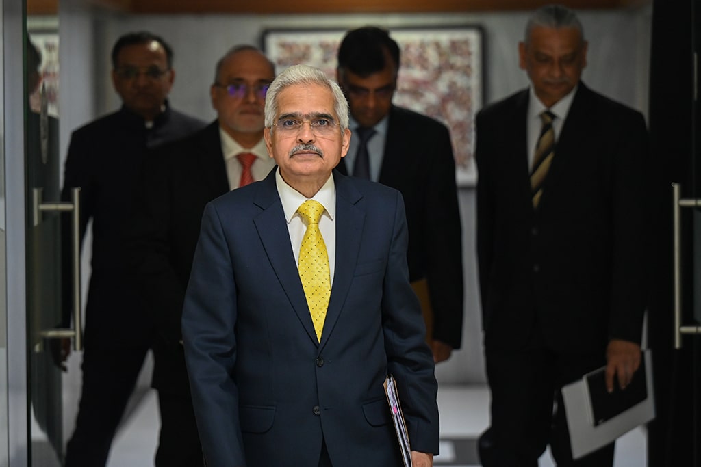 MUMBAI, India: The Reserve Bank of India (RBI) Governor Shaktikanta Das arrives to address a press conference at the RBI head office in Mumbai on February 8, 2023.-- AFP