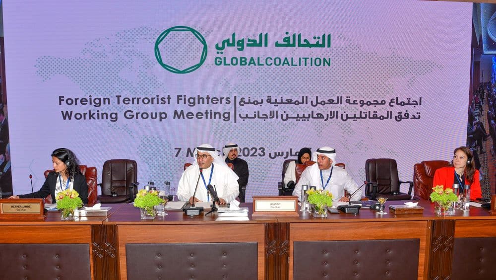 KUWAIT: Kuwaiti Deputy Foreign Minister Ambassador Mansour Al-Otaibi speaks during a meeting of the Global Coalition's Foreign Terrorist Fighter Working Group in Kuwait on March 7, 2023. - KUNA