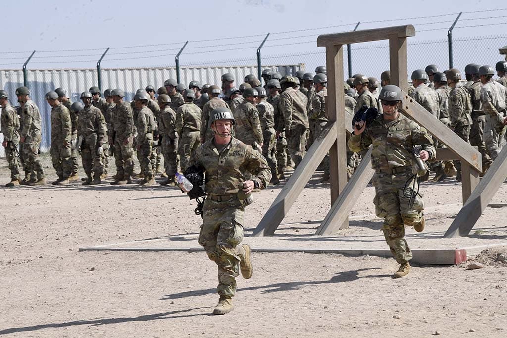 KUWAIT: Soldiers attend military training at Camp Buehring.
