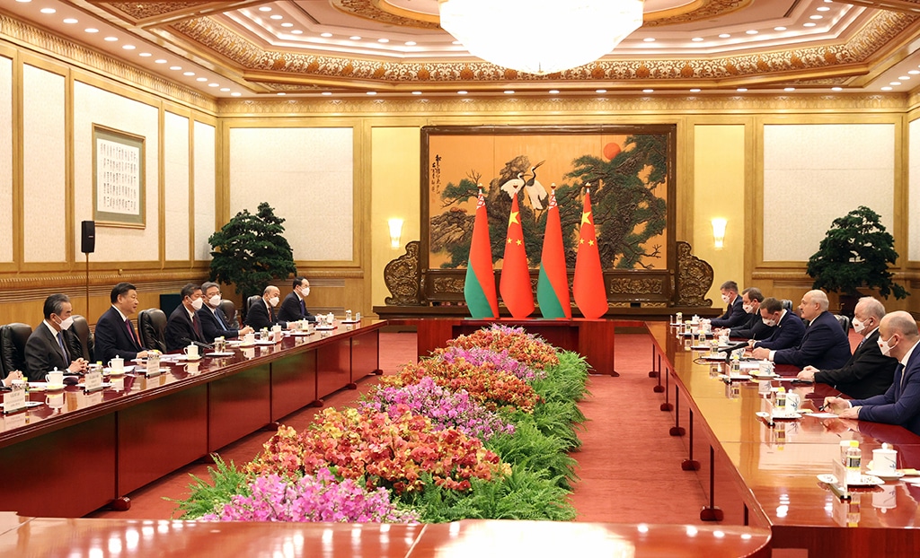 BEIJING: Belarus' President Alexander Lukashenko (3R) meets with Chinese President Xi Jinping (2L) in Beijing on March 1, 2023.— AFP