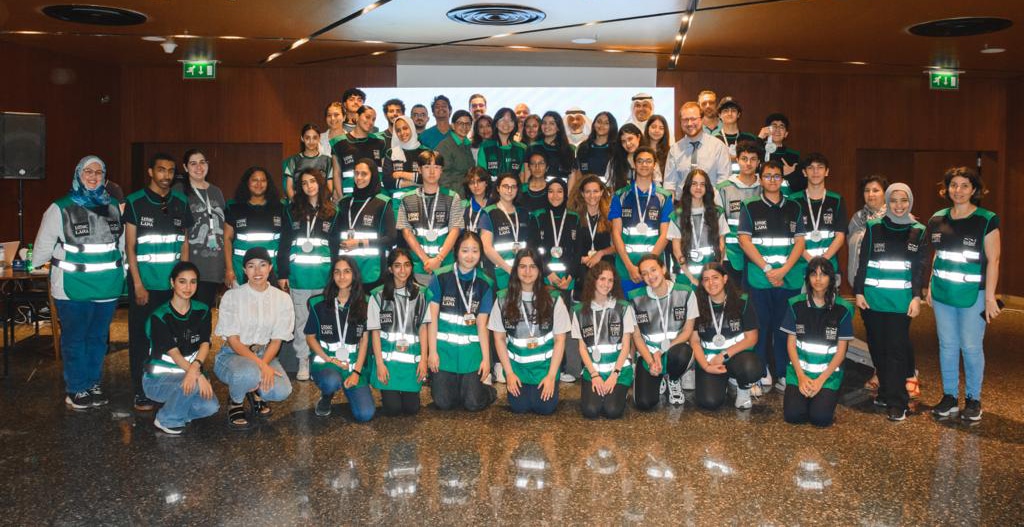 KUWAIT: Thirty-five students from five private schools pose for a picture after competing in EcoQuest to develop innovative approaches that tackle climate change.