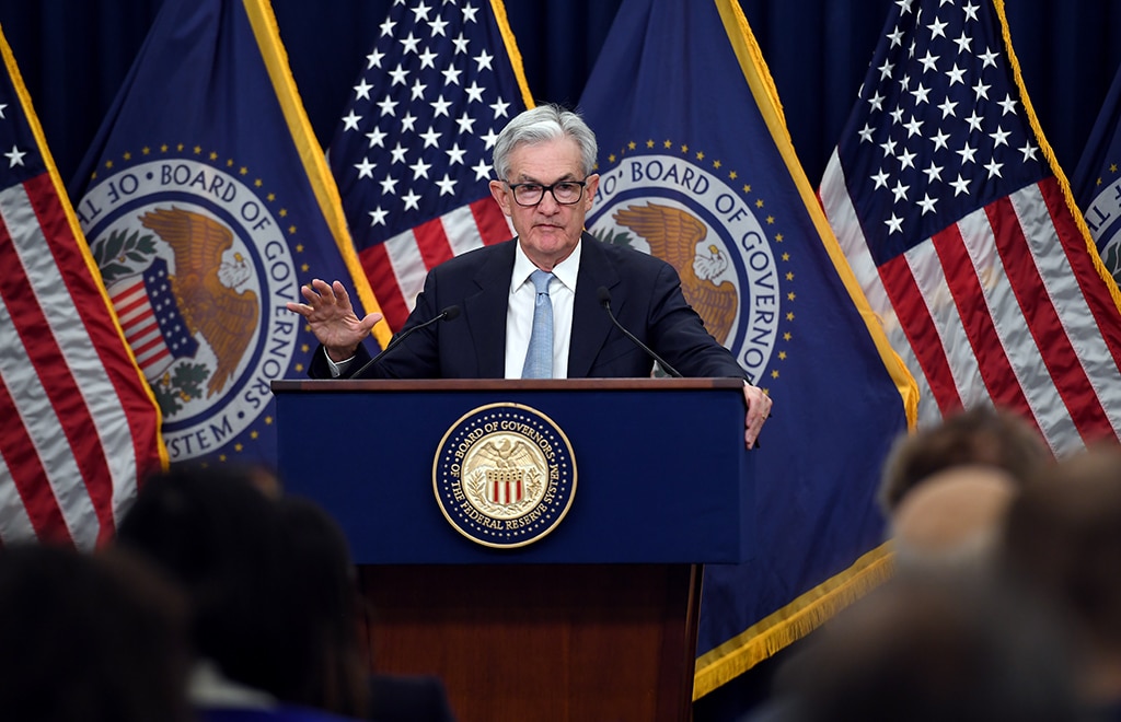 WASHINGTON: Federal Reserve Board Chair Jerome Powell speaks during a news conference at the FederalnReserve in Washington, DC. — AFP