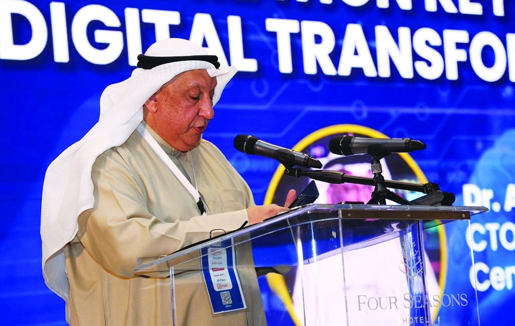 KUWAIT: Dr Anwar Al-Harbi Delivering his opening speech at the conference titled “Automation Key to Digital Transformation” on Wednesday.