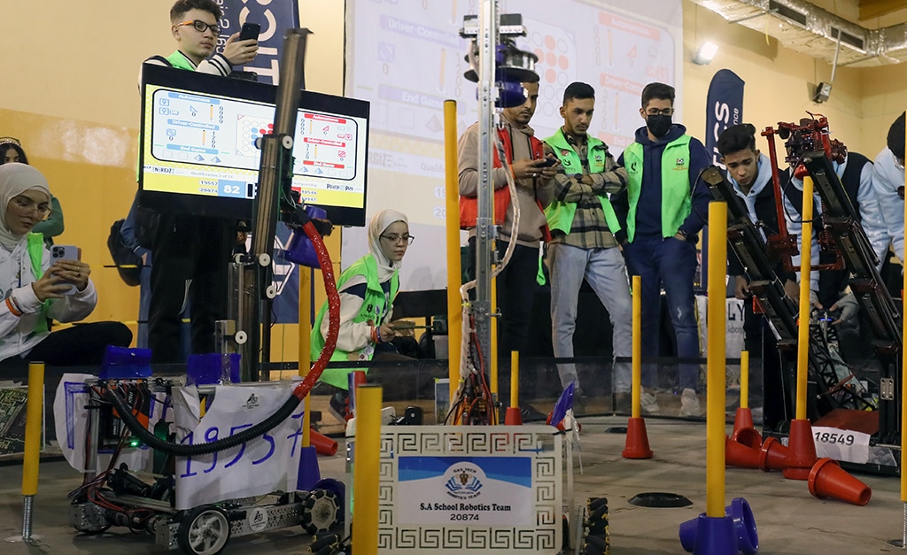 TRIPOLI: Libyan students attend a local robotics competition in Tripoli on March 4, 2023. – AFP
