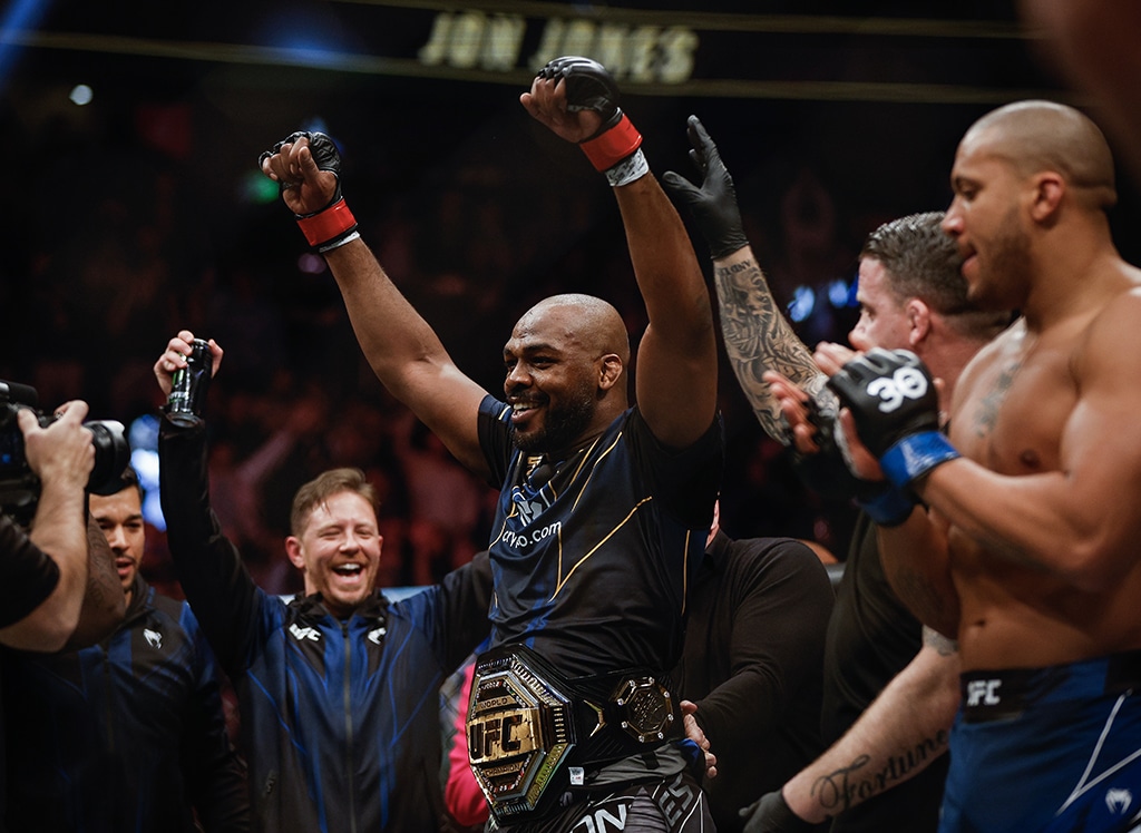 LAS VEGAS: Jon Jones reacts to his win in the UFC heavyweight championship fight during the UFC 285 event at T-Mobile Arena in Las Vegas, Nevada. - AFP