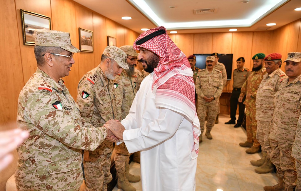 KUWAIT: Acting Defense Minister Sheikh Talal Al-Khaled Al-Ahmad Al-Sabah meets the army leadership on March 14, 2023. - KUNA