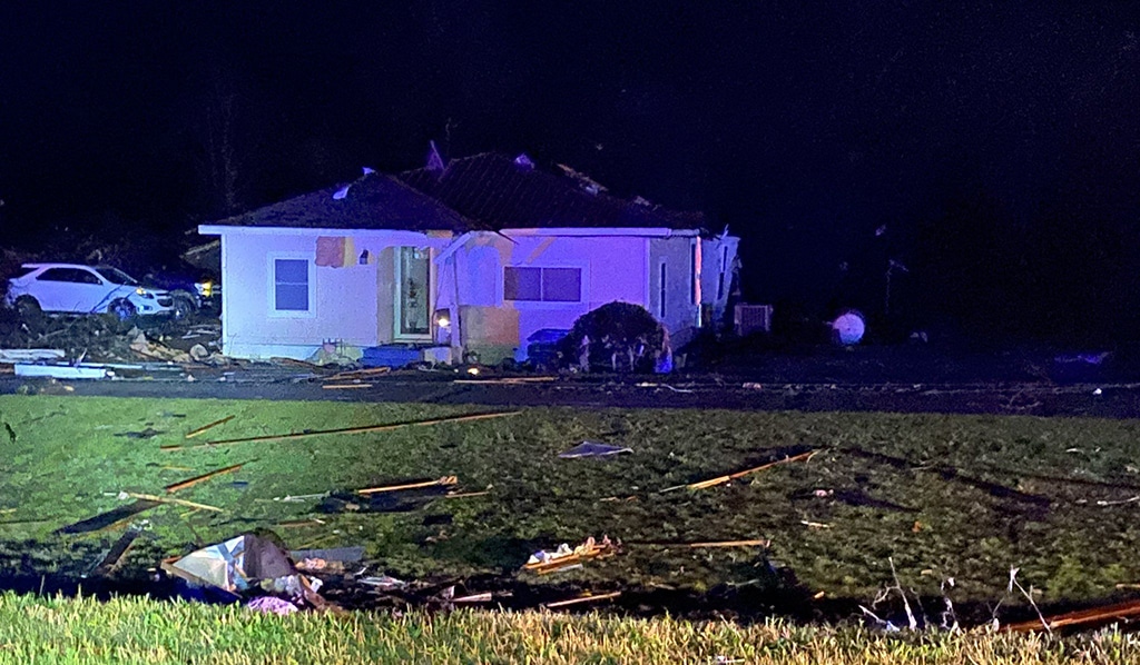 MISSISSIPPI: This image obtained from the Mississippi Highway Patrol, Troop D, shows a damaged home near Silver City, Mississippi, after a tornado touched down in the area March 25, 2023. - AFP