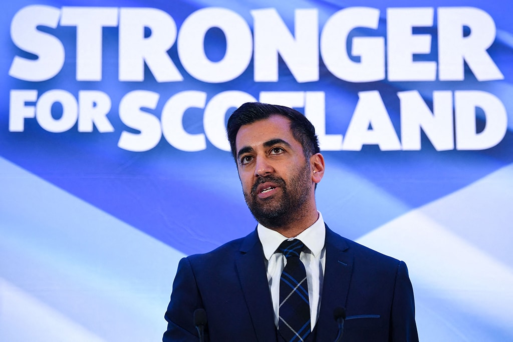 EDINBURGH: Newly appointed leader of the Scottish National Party (SNP) Humza Yousaf speaks at Murrayfield Stadium on March 27, 2023. – AFP