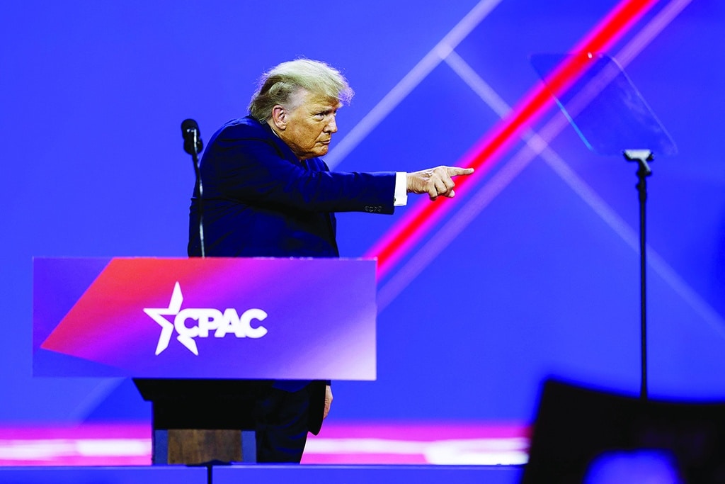 NATIONAL HARBOR: Former US President Donald Trump addresses the annual Conservative Political Action Conference (CPAC) at Gaylord National Resort &amp; Convention Center on March 4, 2023. - AFP