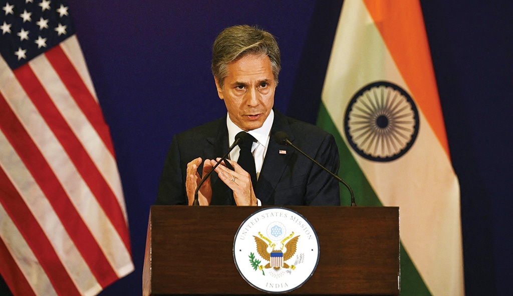 NEW DELHI: US Secretary of State Antony Blinken speaks during a press conference on the sidelines of the G20 foreign ministers' meeting on March 2, 2023. – AFP