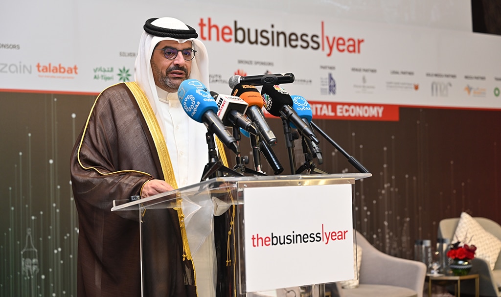 KUWAIT: Minister of Commerce and Industry Mazin Al-Nahedh addresses the conference.
